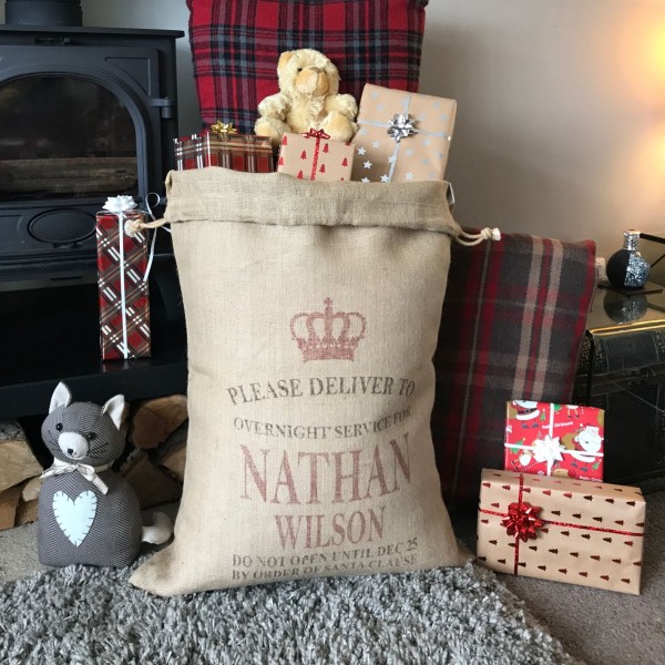 Personalised JUTE SANTA SACK (Nathan Design)